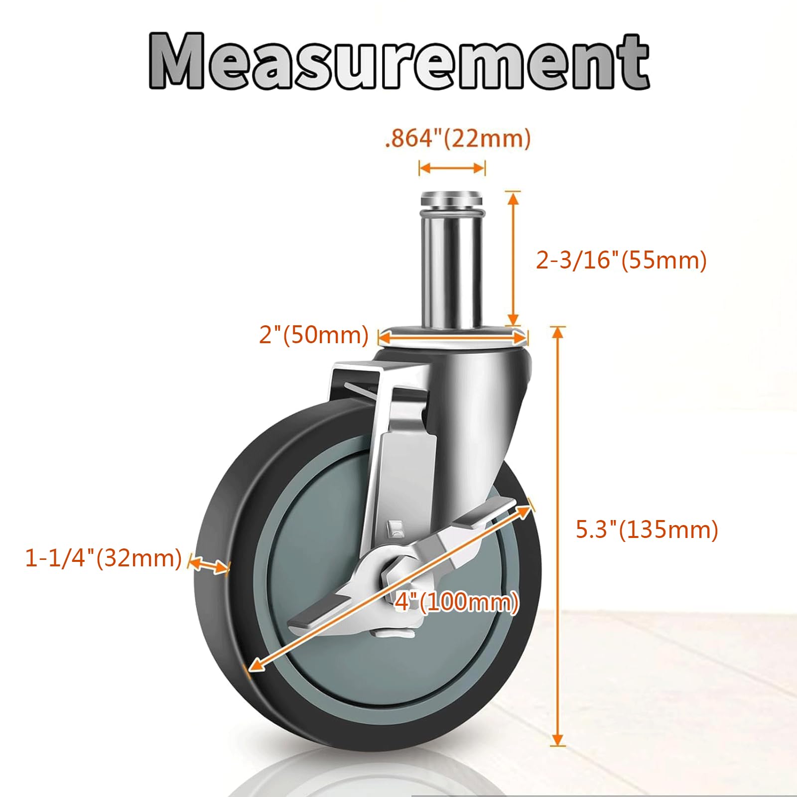 Snapklik.com : Besitu 4 Inches Casters For Wire Shelving Racks, Heavy ...