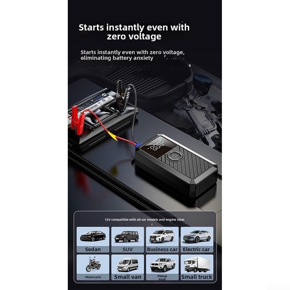 Inflador digital de neumáticos de 12 V, compresor de aire para coche con función de arranque, luz LED, apagado automático para pelota de bicicleta, 500 g