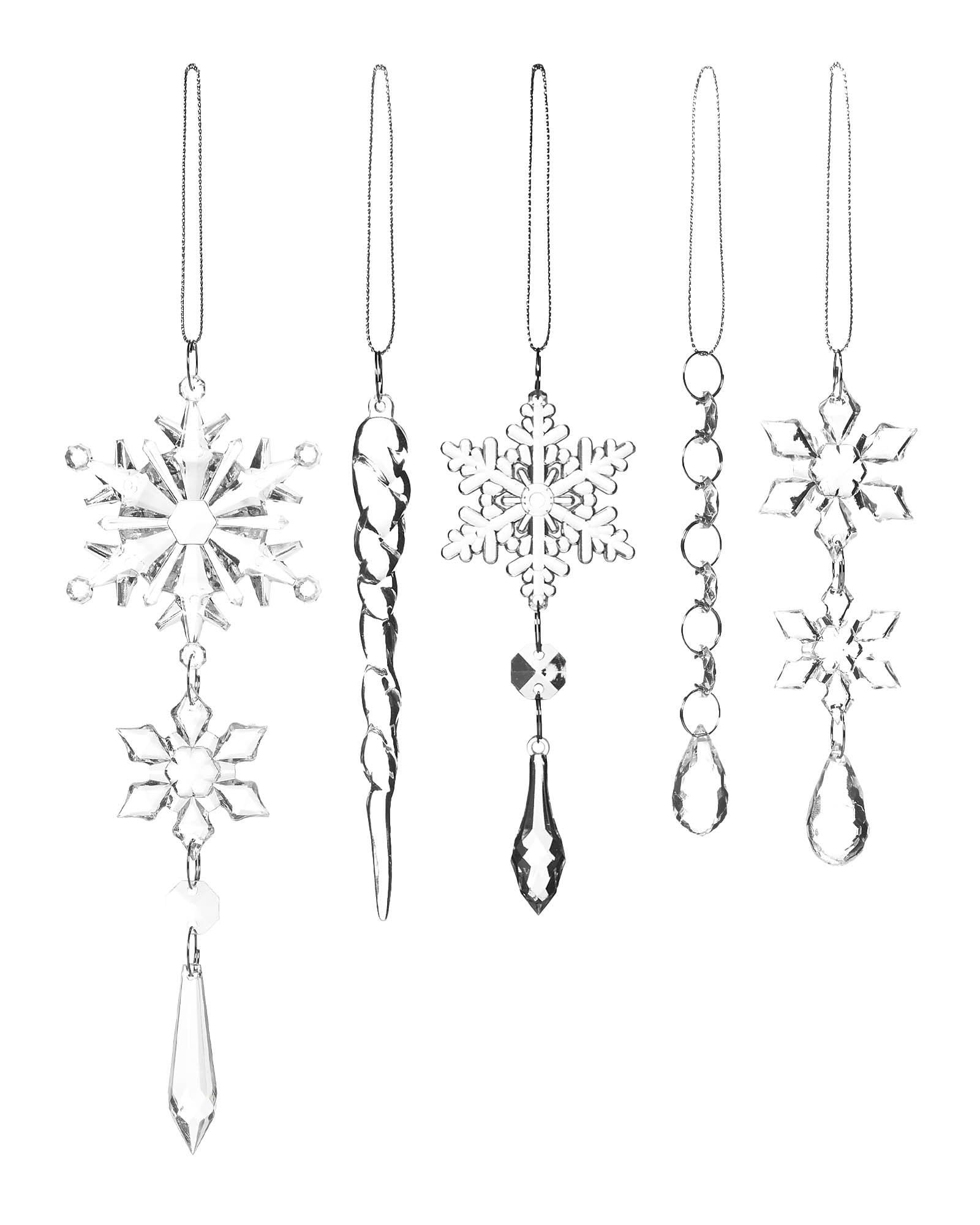 Frosted Iridescent Glass Icicles – Set of 6 Christmas Tree Decorations, 15–25 cm