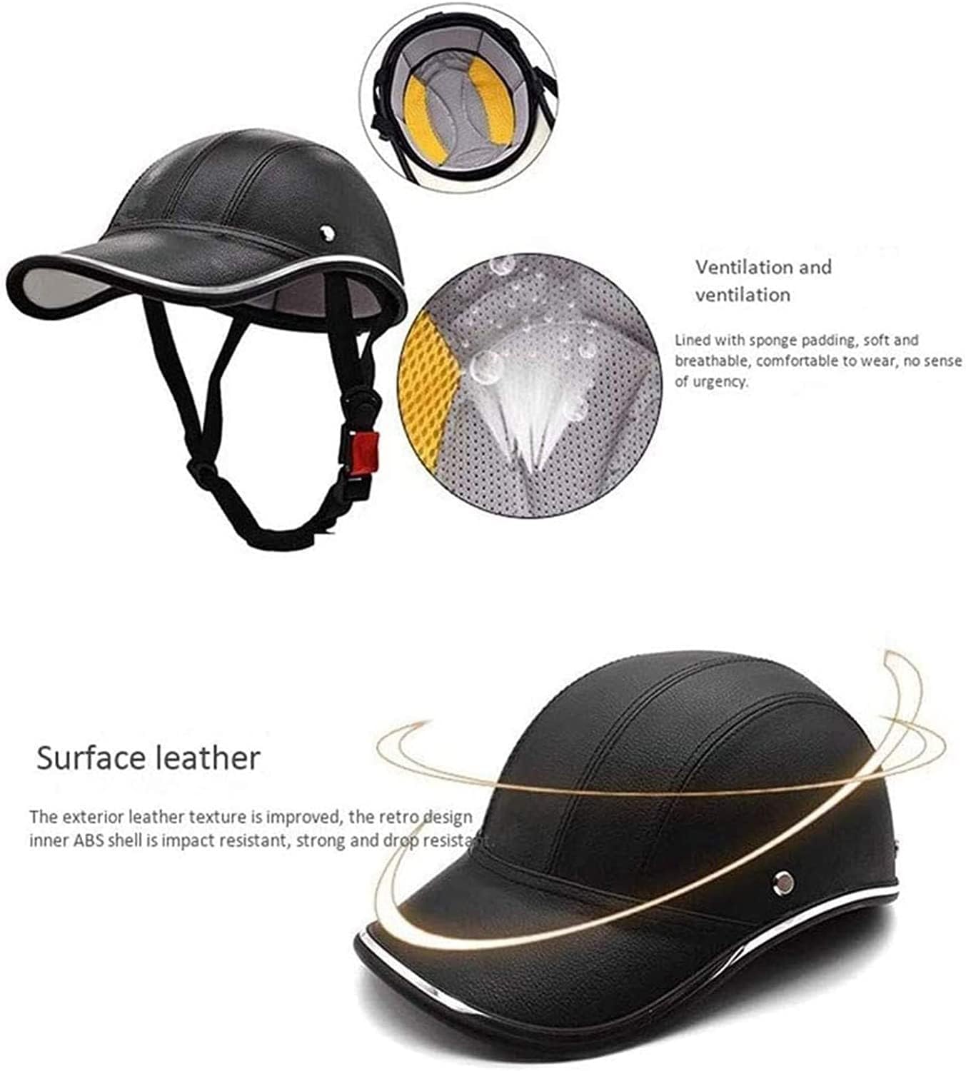 Baseball Cap Retro Half Helmet German Style Motorcycle Helmet, DOT Half Shell Helmet, Jet Helmet for Adult Men Women, Retro Open-Face Helmet for Cruiser Scooter Chopper