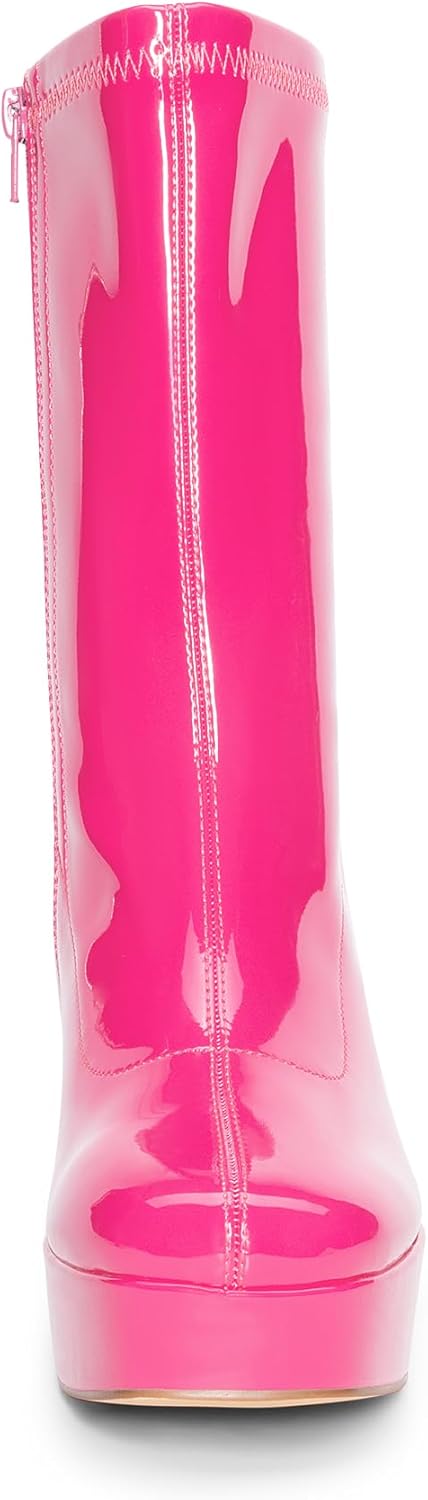 DREAM PAIRS Women's Mid Calf Gogo Boots Platform High Chunky Block Heel Square Toe Ankle Boots - Image 4