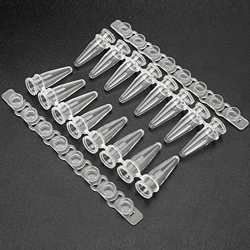 MASUNN 5 Stück Polypropylen Pcr Tube Strip konisch Bottom 8 Tube Strip mit Flat Caps 8 x 0,2 ml