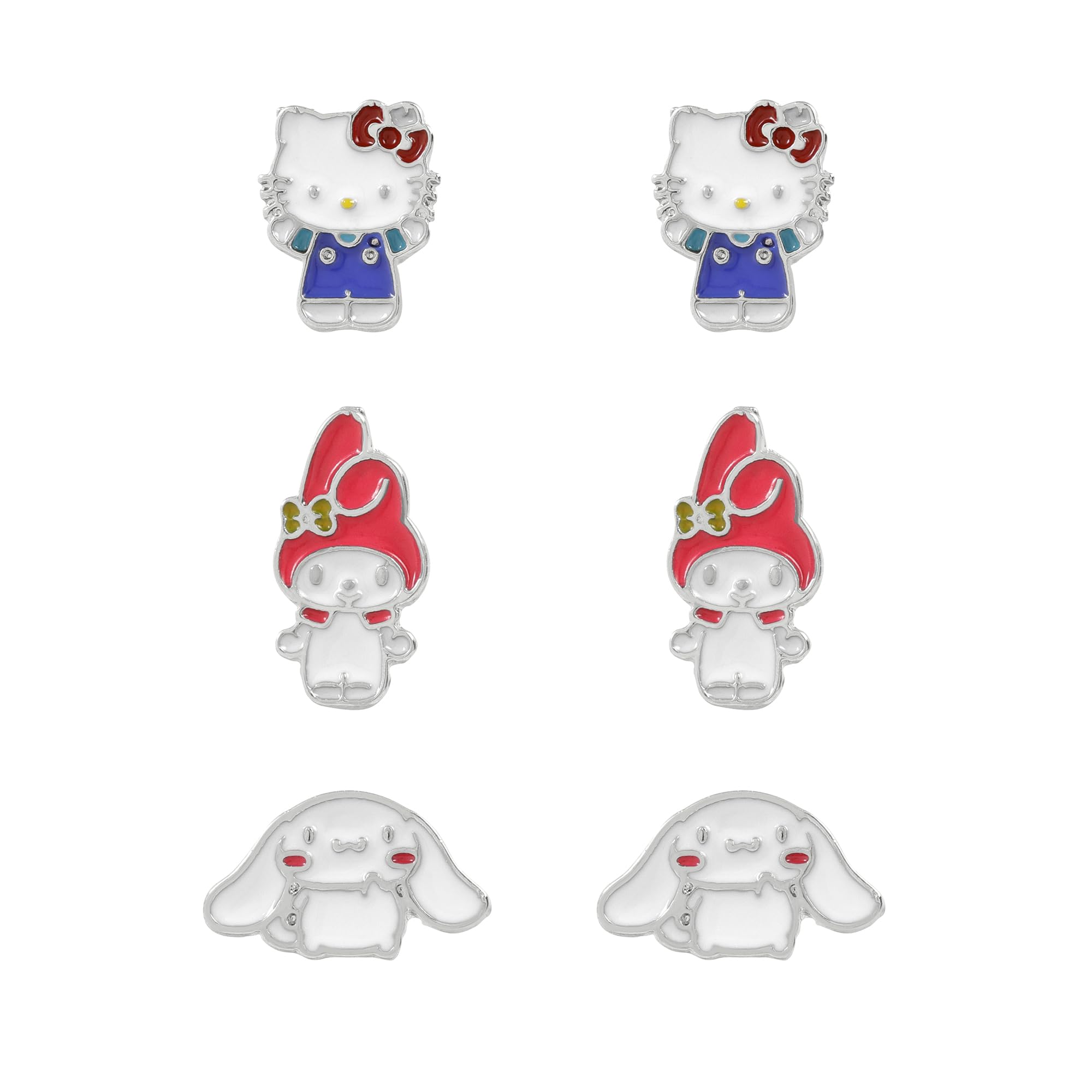 Hello Kitty & Friends Unisex Kids Silver/Red Earring Set Hk50178 – Signature Edition | - Brass Plated