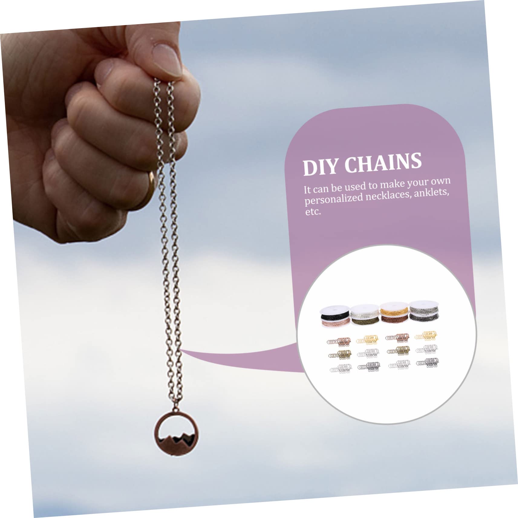 GARIOUANS DIY Schmuckset mit Ketten Karabiner und Öffnungsringen Farben Vielseitig für Schmuckherstellung und Bastelprojekte Hochwertige Langlebige Materialien für Kreative Designs