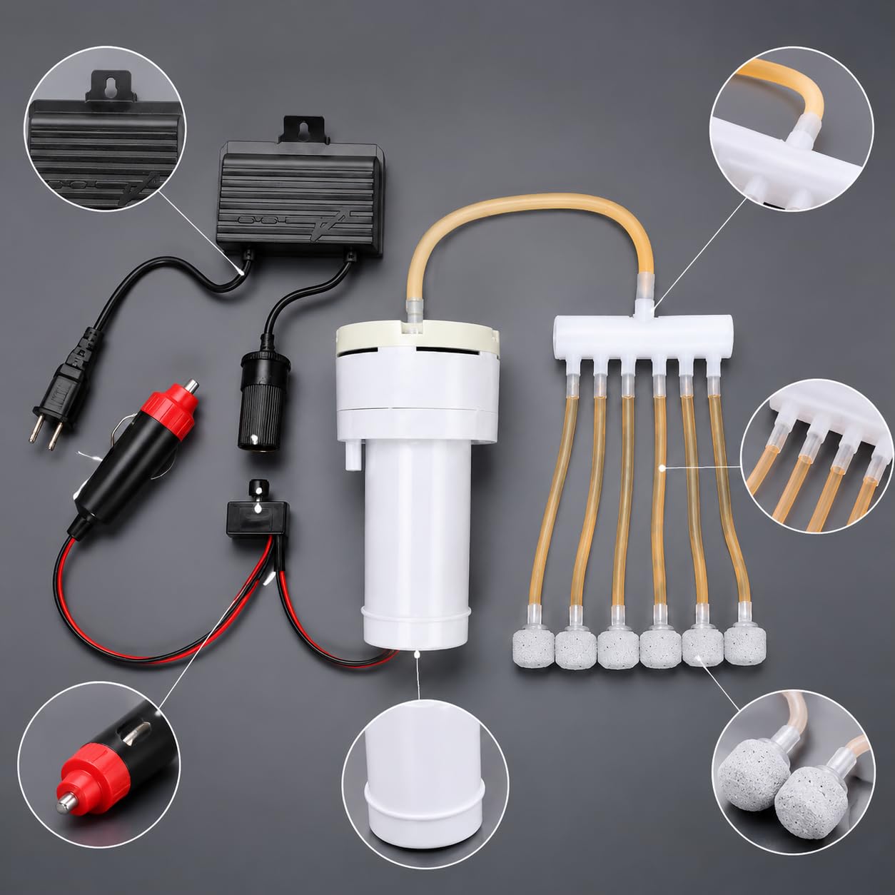Pompe Aquarium 12V, Filtre Intérieur Aquarium, Bulleur Aquarium Silencieux | Pompe à Air électrique Portable, Circulation d'eau Purifiée, Compresseur 12V pour Pêche & Véhicule