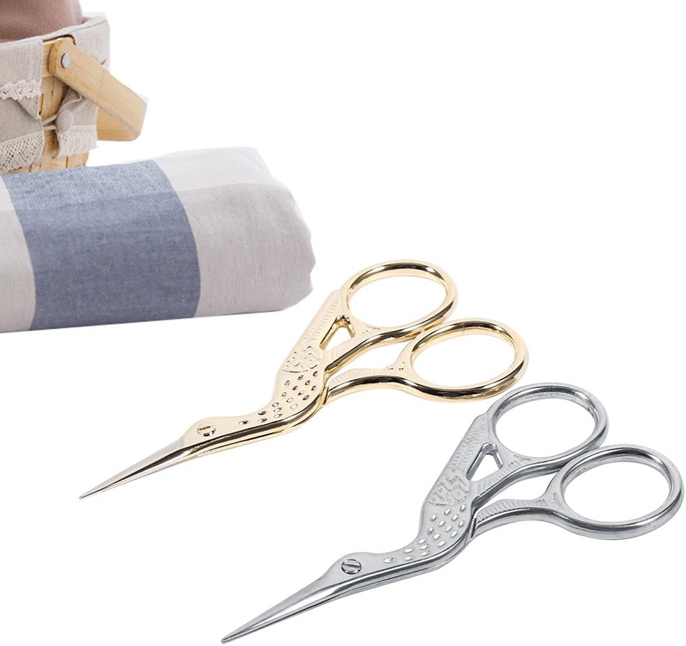 Embroidery Siccors Stainless SteelTip Classic Stork Crane Design Sewing Stork for Embroidery, Craft, Needle Work, Art Work DIY Tools (Silver)