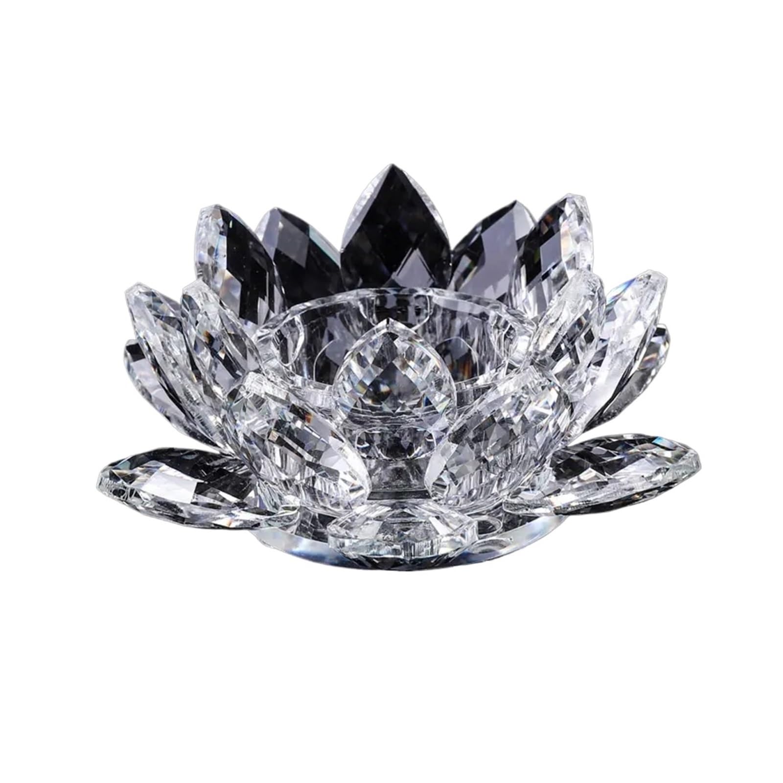 Handcrafts Crystal Lotus Flower Candlesticks Glass Tealight Candle Holders Ornament Home Decor(Color6)
