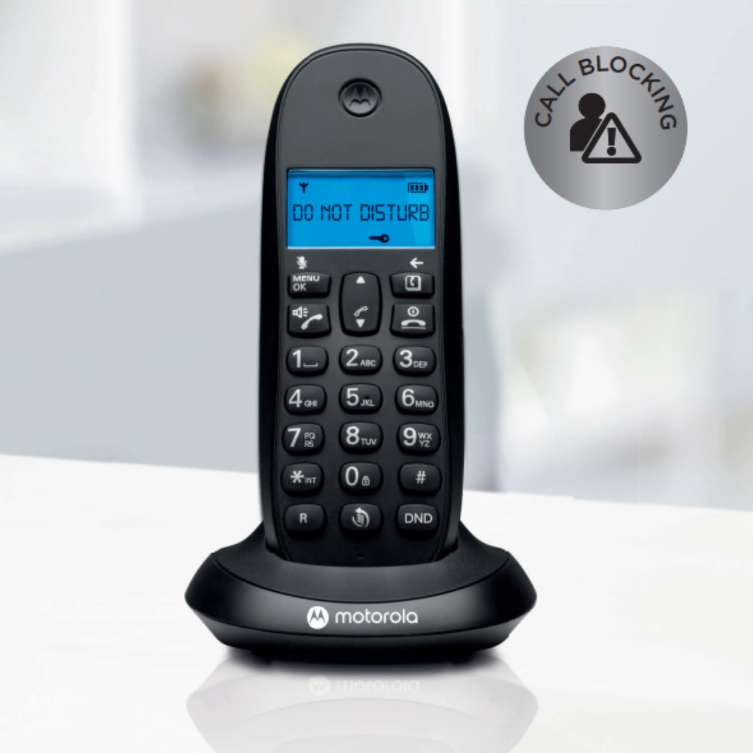 Motorola C1001CB+ - Teléfono Inalámbrico Digital DECT - Modo Call Blocking, Identificador de Llamadas, Manos Libres, Agenda 50 números, Pantalla Retroiluminada - Color Negro — view 5