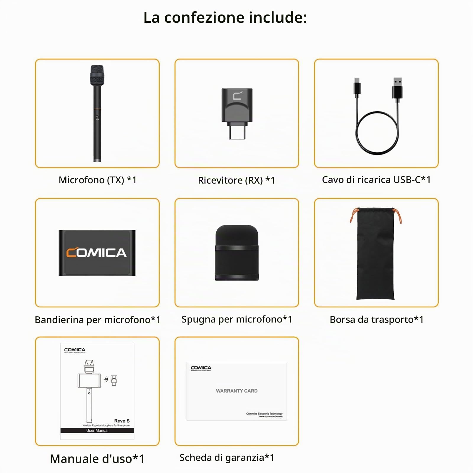 COMICA Revo S Microfono wireless per Reporter Compatibile con Windows, Mac OS, Supporta One-Key Denoise con Capsula per Microfono a Condensatore da 14mm per Smartphone per Podcasting, Report, Intervi