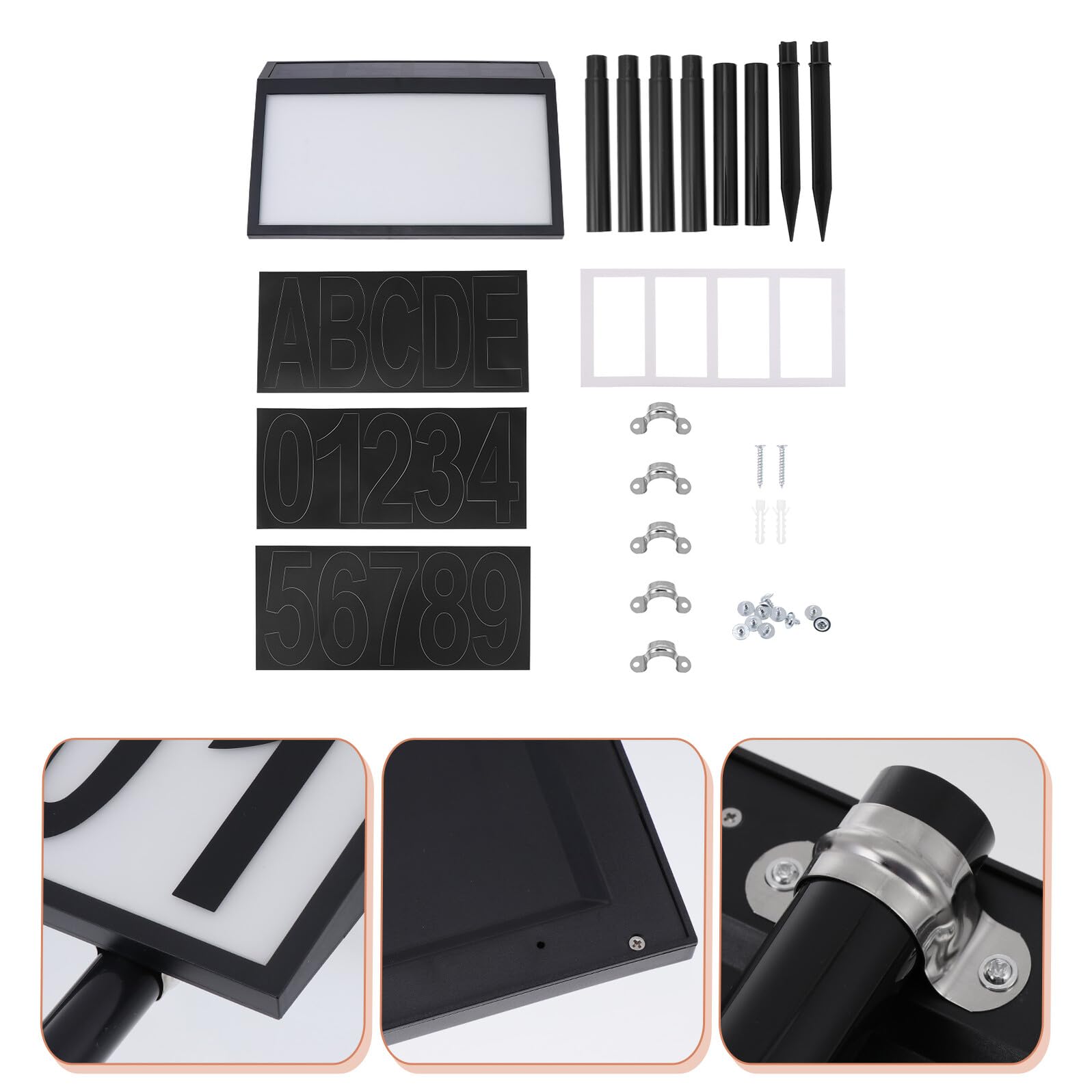 DOITOOL Lampada Solare da Terra per Numero Civico 10 Led, Alimentazione 1200mah, Materiale Abs e Pc, Illuminazione Automatica e Montaggio Facile per Hotel e Centri Commerciali