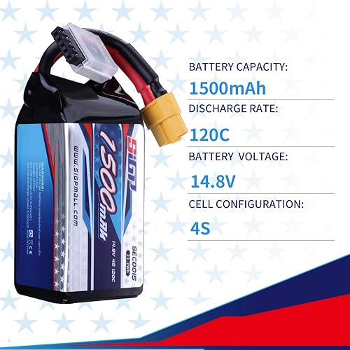 Miniatura 2 de 4S Lipo Batería 14.8V 1500mAh 120C Soft Pack con XT60 Plug para RC FPV Drone Helicóptero Avión Quadcopter 2 Paquetes