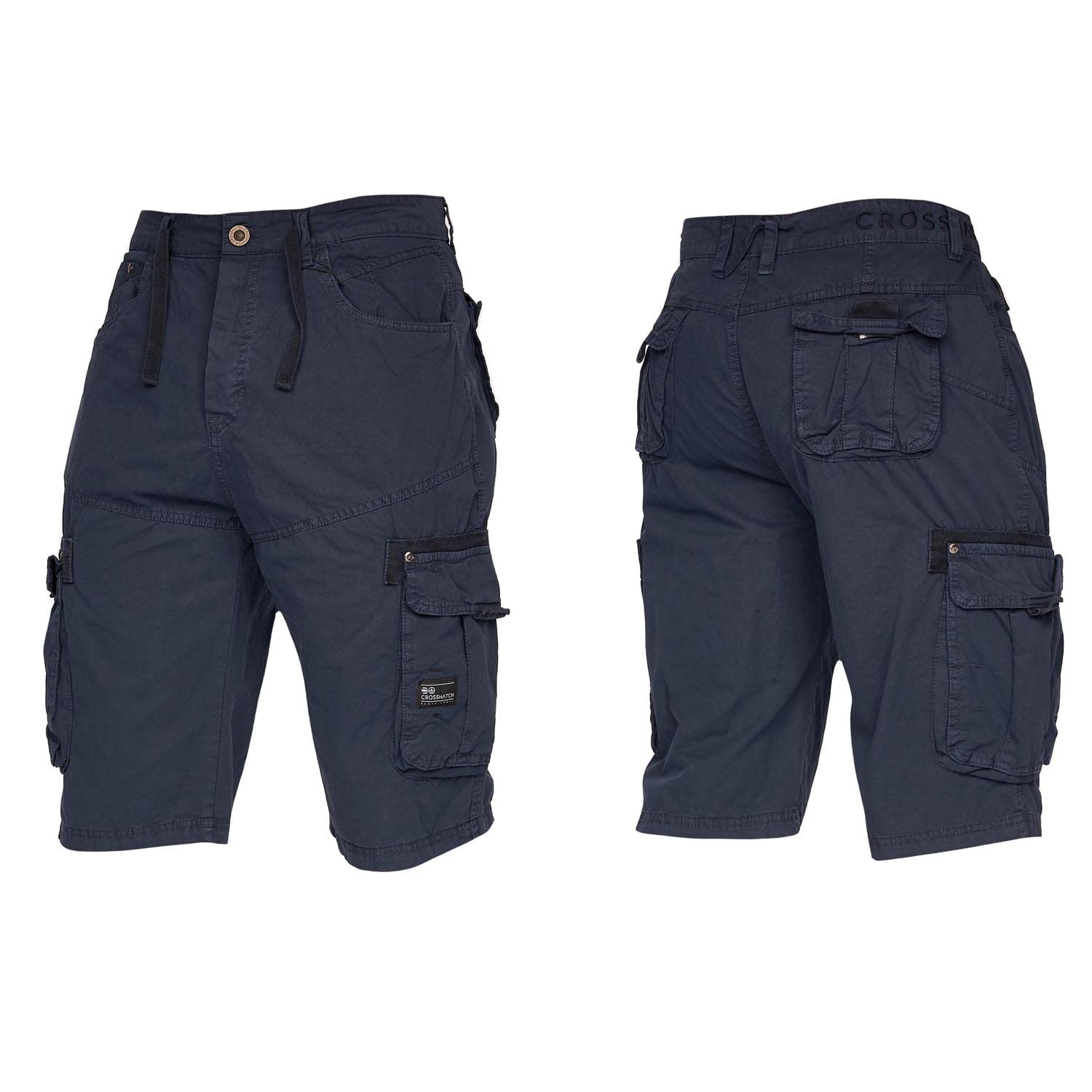 Crosshatch Men's Navy New Army Camouflage Knee Length Combat Cargo Jeans Holiday Summer Shorts By Jeanbase 34