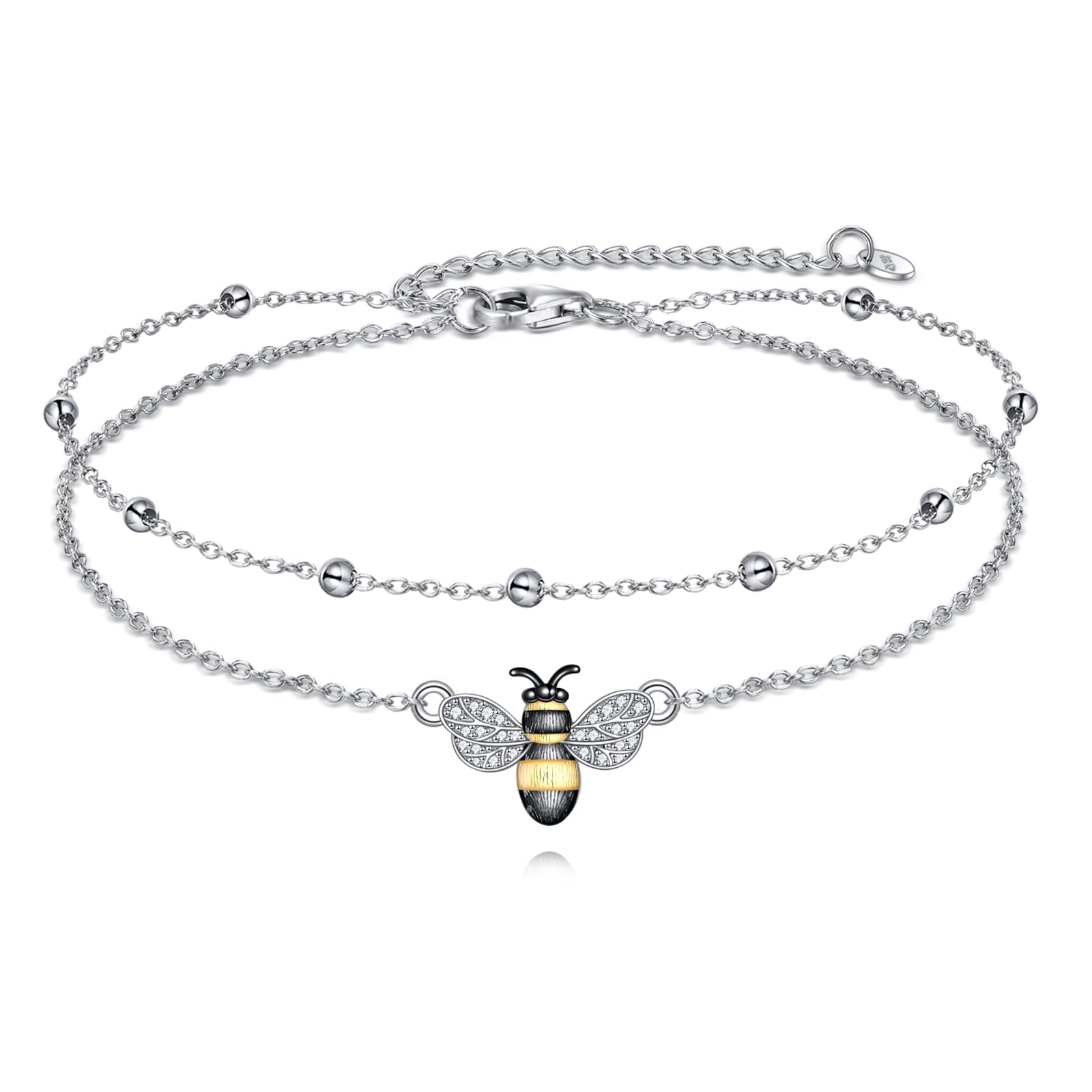 TIGER RIDER Dragonfly Anklet Sterling Silver Dragonfly Gifts Jewelry for Women with Crystal Birthday Anniversary