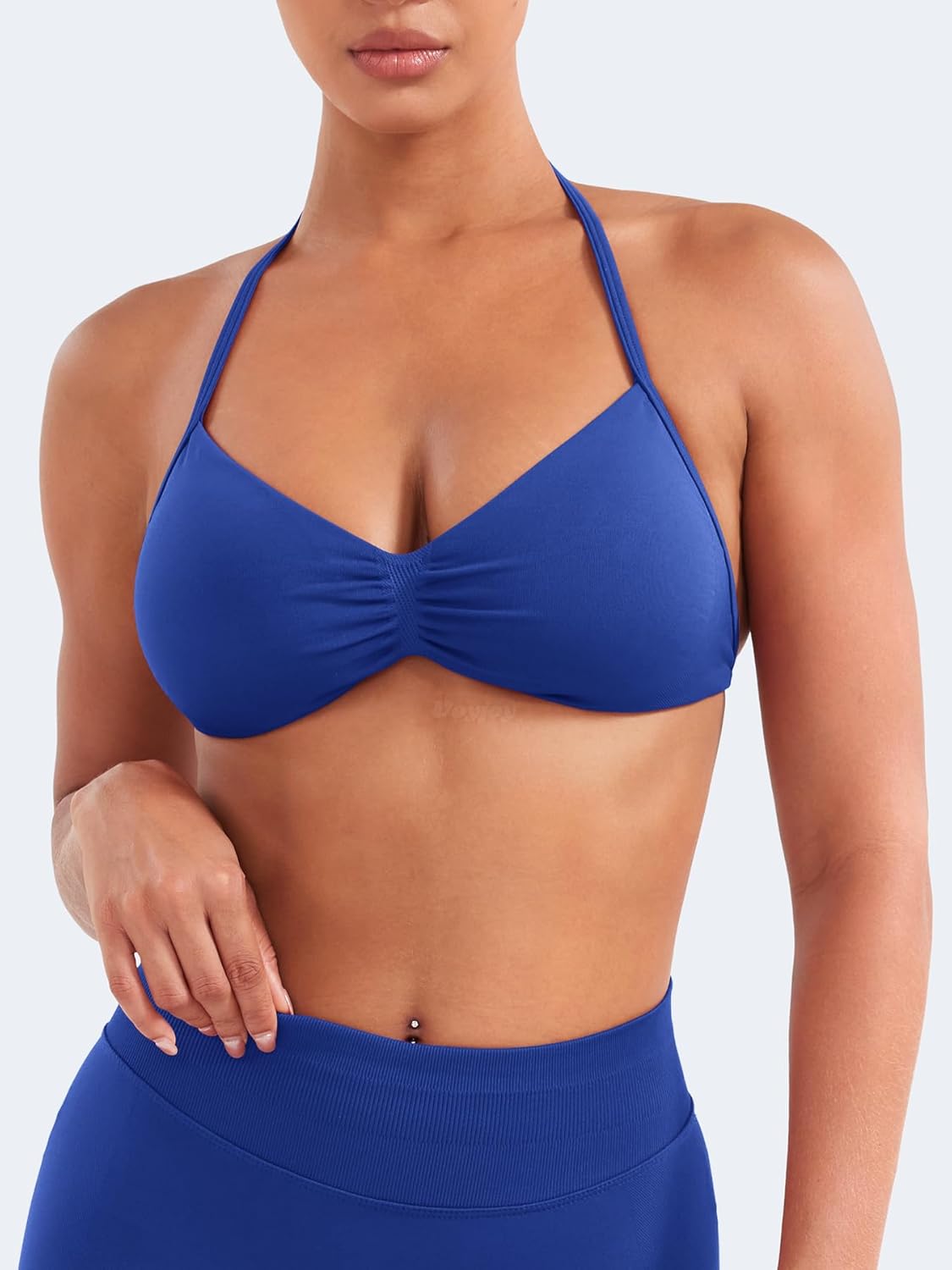 VOYJOY Impact Strappy Sports Bra Adjustable Padded Workout Gym Yoga Bra Crop Top for Women - Image 3