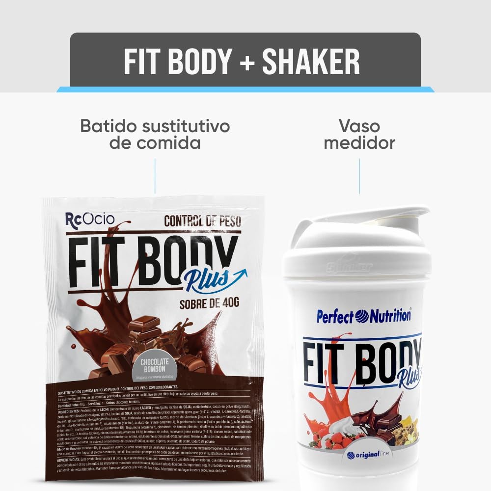 Batido Sustitutivo de Comida Pack con Vaso mezclado | Sustituto Alimenticio Dietetico alto en Proteinas | Ayuda para perder Peso | Chocolate - Vainilla - Fresa | (480GR, Chocolate)