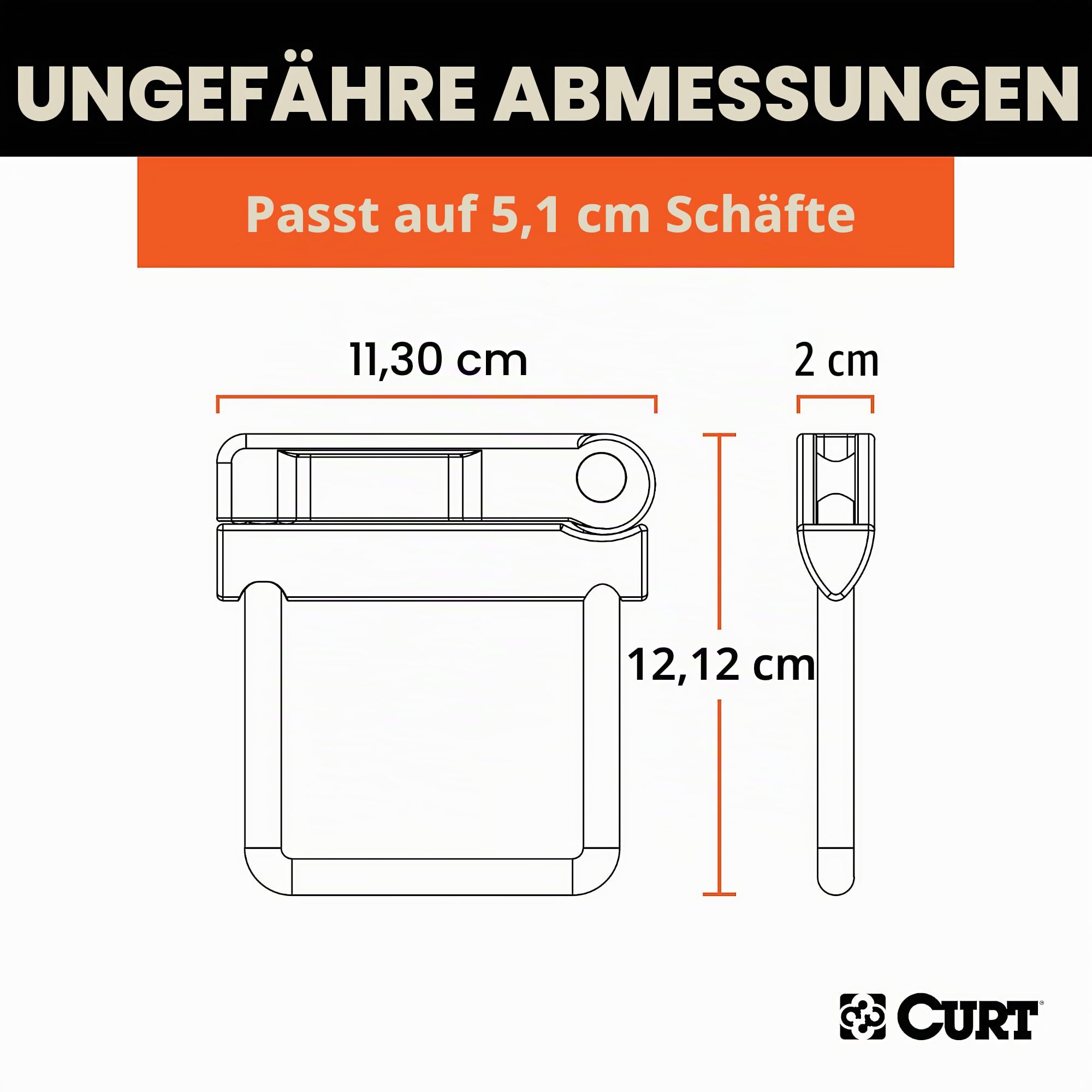 CURT 22325 No-Tool Anti-Rassel-Kupplungsklemme für 5,1 cm Empfänger, Hohle oder solide Schäfte