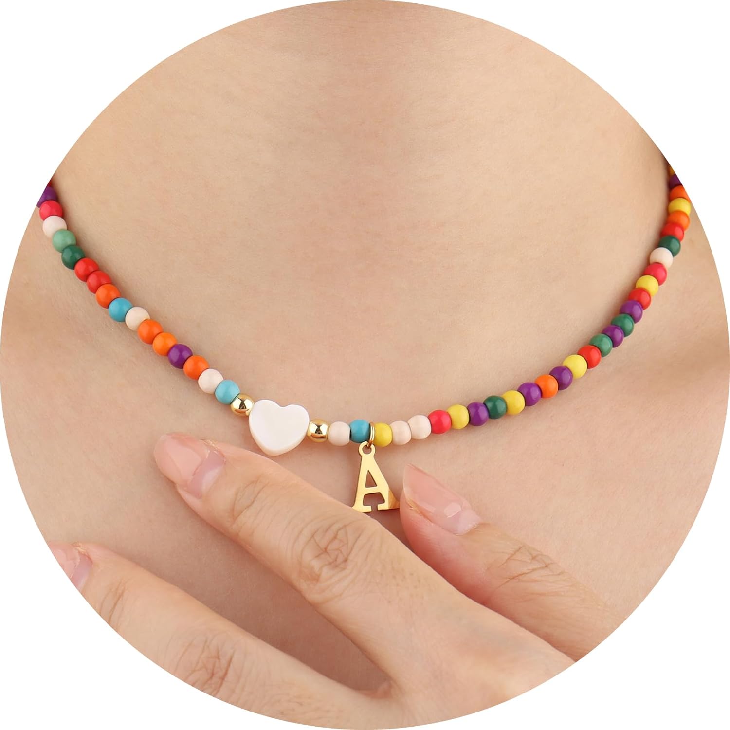 RGBB Beaded Initial Necklace Colorful Letter Jewelry for Women & Teens Personalized Name Necklace, Trendy Gift for Her, Birthday Back to School Present - Image 3