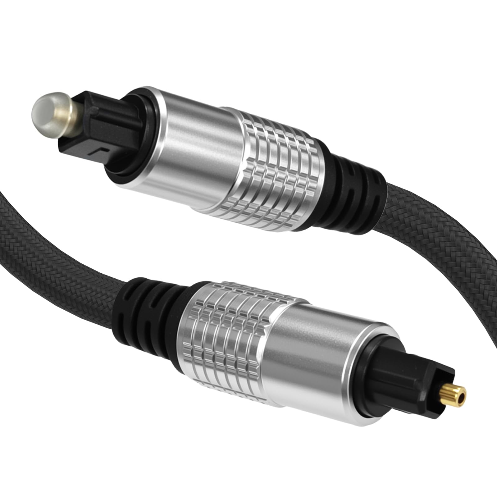 Cyberguys! Cavo audio ottico digitale con connettori Toslink, cavi audio digitali intrecciati per Soundbar, TV, ricevitore, altoparlante, Xbox, PS5, Blu-Ray, placcato oro, 4,6 m