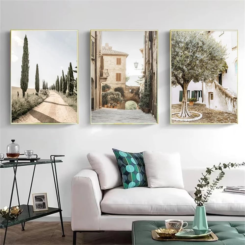 WUHBCZ Canvas Paints-Abstract Bohemian Nordic Modern Green Plant Minimalist Outdoor Scenery Wall Canvas Poster for Painting Kitchen Home Room Decoration-60 * 70cm/3PCS (No Frame)