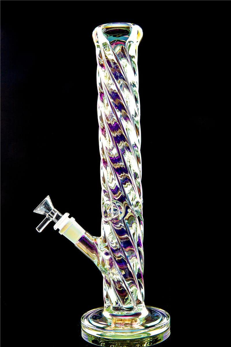 Noctilucous Pipe à eau en verre de 14 mm avec diffuseur de glace épais et percolateur de glace (D#)