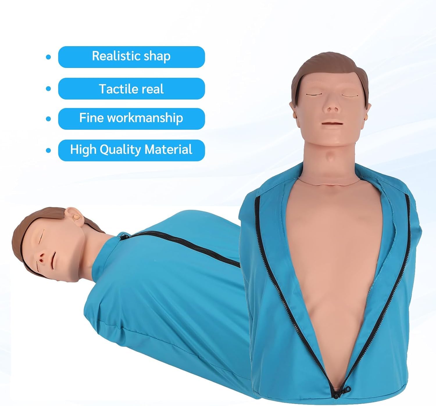 Maniquí profesional de reanimación para adultos, maniquí de medio cuerpo para enseñanza y práctica de primeros auxilios