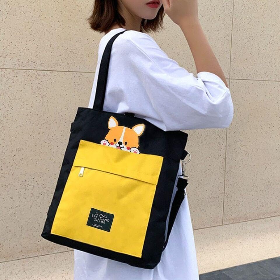 K2P Canvas Tote Bag, Backpack, Shoulder Bag, Handbags for Women Ladies Girls for School, College, Office, Travel, Shopping, Daily Use, Adjustable Strap 1