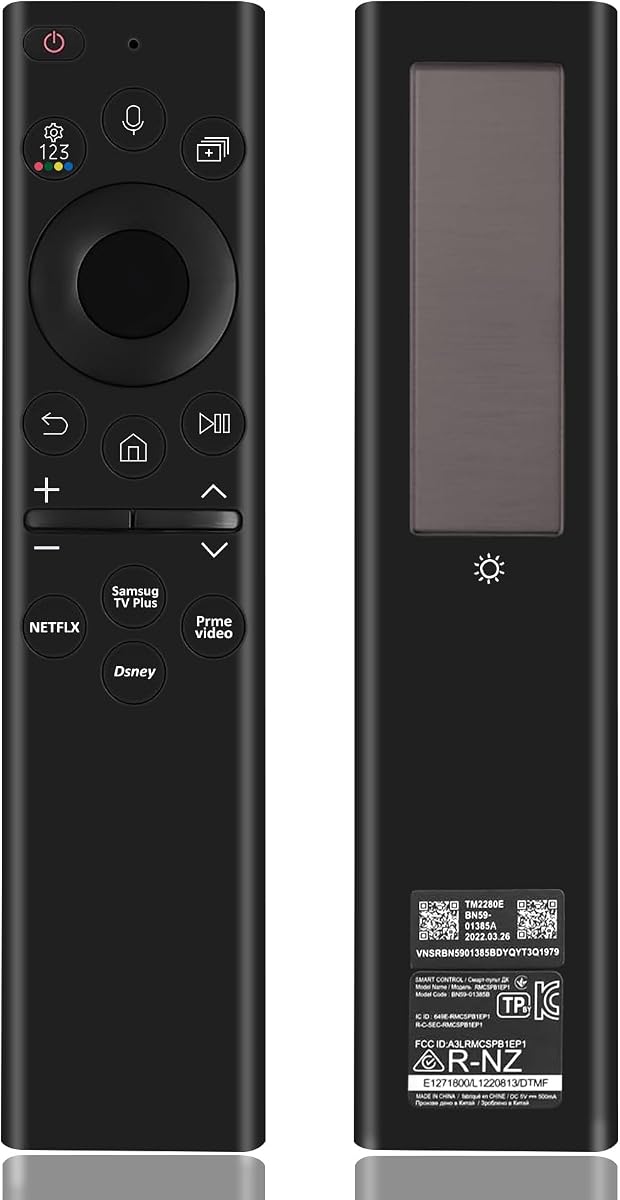 BN59-01385A TM2280E Fit for Samsung Remote Control for Smart TV 2021-2023 Crystal QLED Neo LED 4K TV Series, 85 inch |65 inch |55inch Series with Voice Rechargeable Solar Cell, 4 Shortcut Buttons