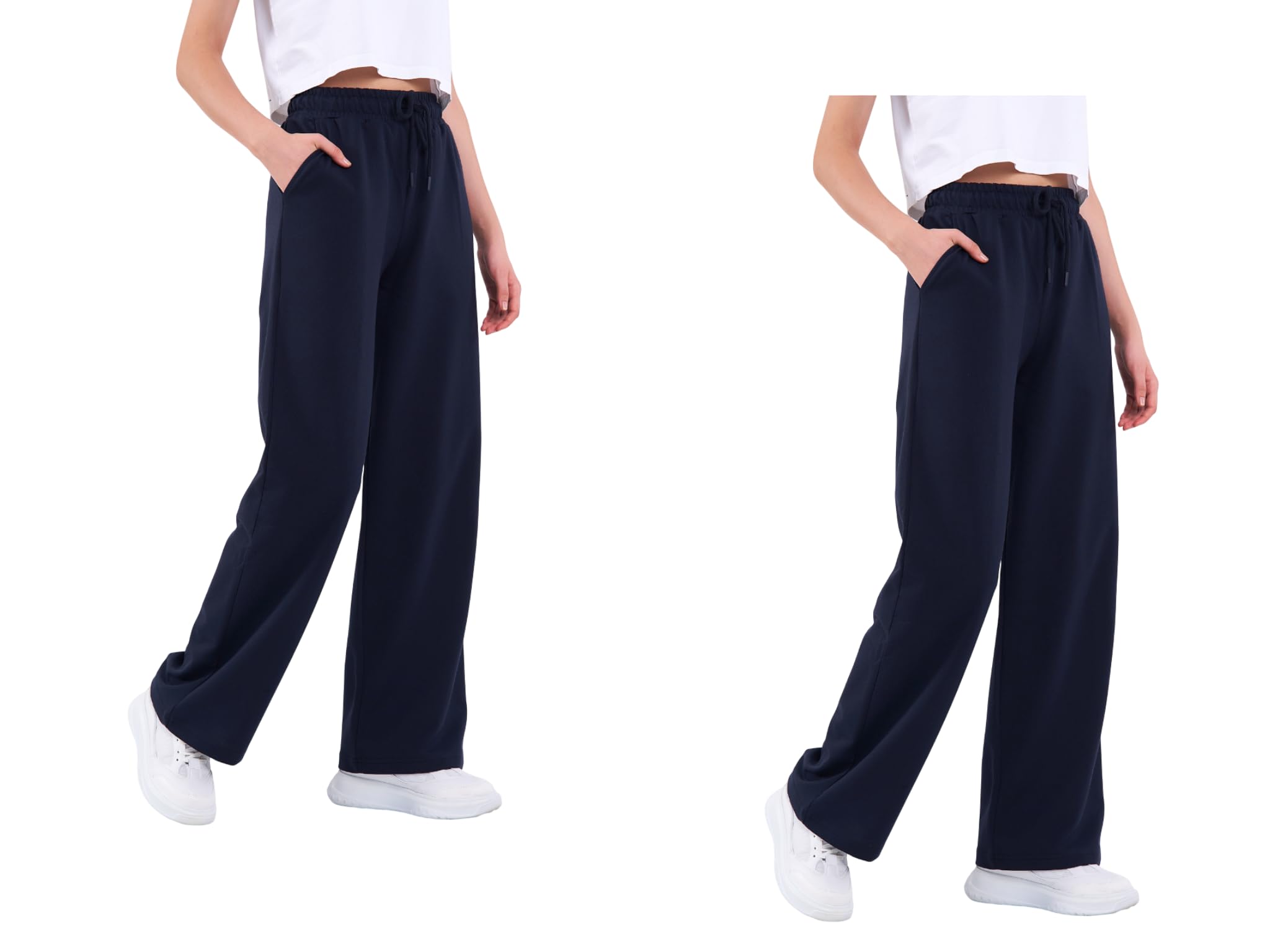 COMEOR Jogginghose Damen Baggy - Sporthose Lang Weites Bein Baumwolle, Trainingshose & Sweatpants mit elastischem Bund, lockere Freizeithose für Yoga, Fitness und Alltag