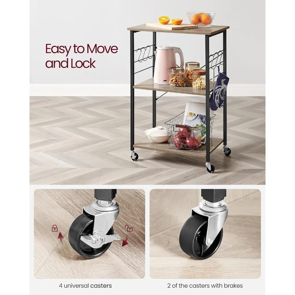 Pranzo Carrello da cucina con 3 ripiani, for mini forno, tostapane