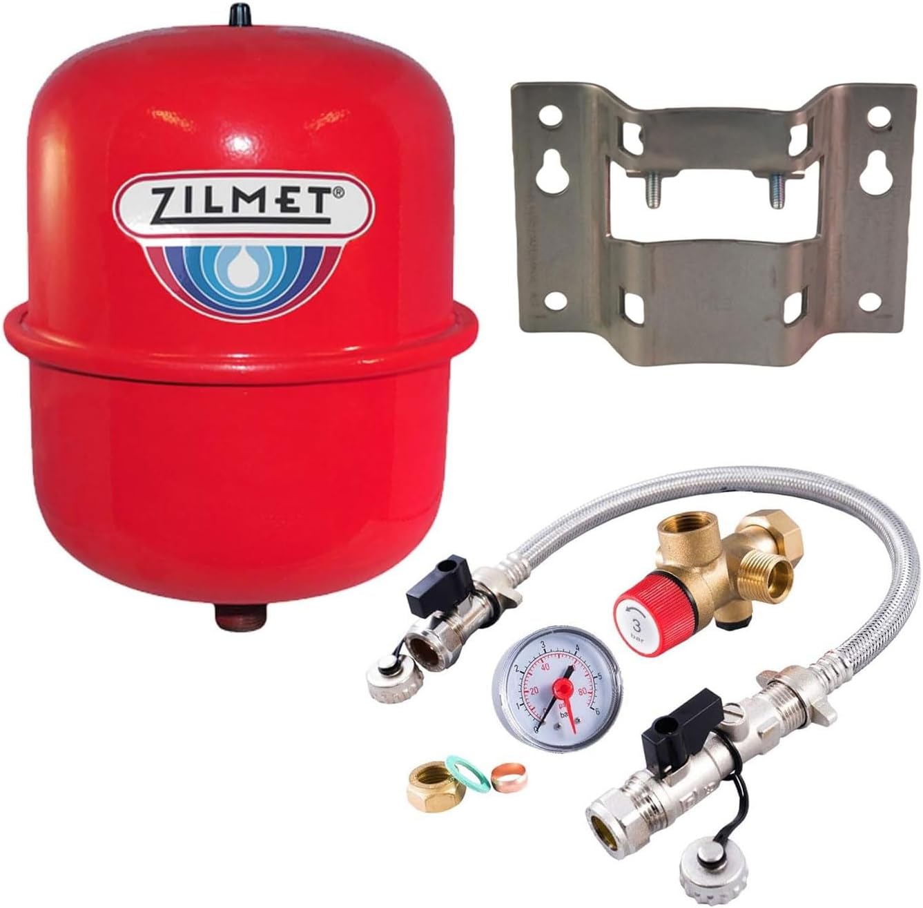 8 Litre Red Heating Expansion Vessel & Sealed System Kit Z1-301008