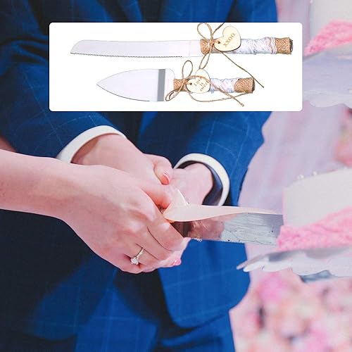Miniatura 2 de Juego de cuchillos y servidores rústicos con signo de amor, para tartas de boda, juego de cuchillos rústicos para tartas de boda, fiestas, bodas,