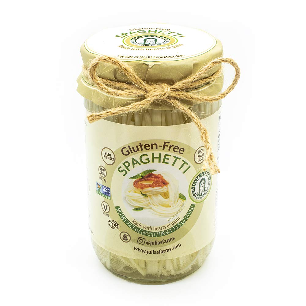 Julia's Farms Gluten-Free Spaghetti | 4 Jars | Hearts of Palm Spaghetti Noodles | Non-GMO Verified, 