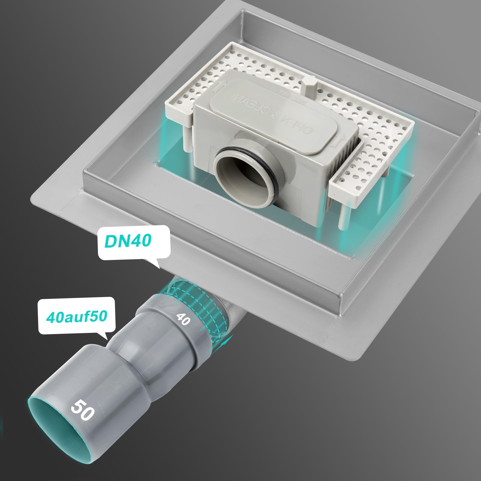 Canalina per Doccia Quadrata 15 x 15 cm 2 in 1 Inox Scarico Doccia | Filtro Antiodore e Filtro per Capelli,Canalina Doccia Filo Pavimento,Inseribile Piastrelle,Scarico Rapido,Facile da Pulire