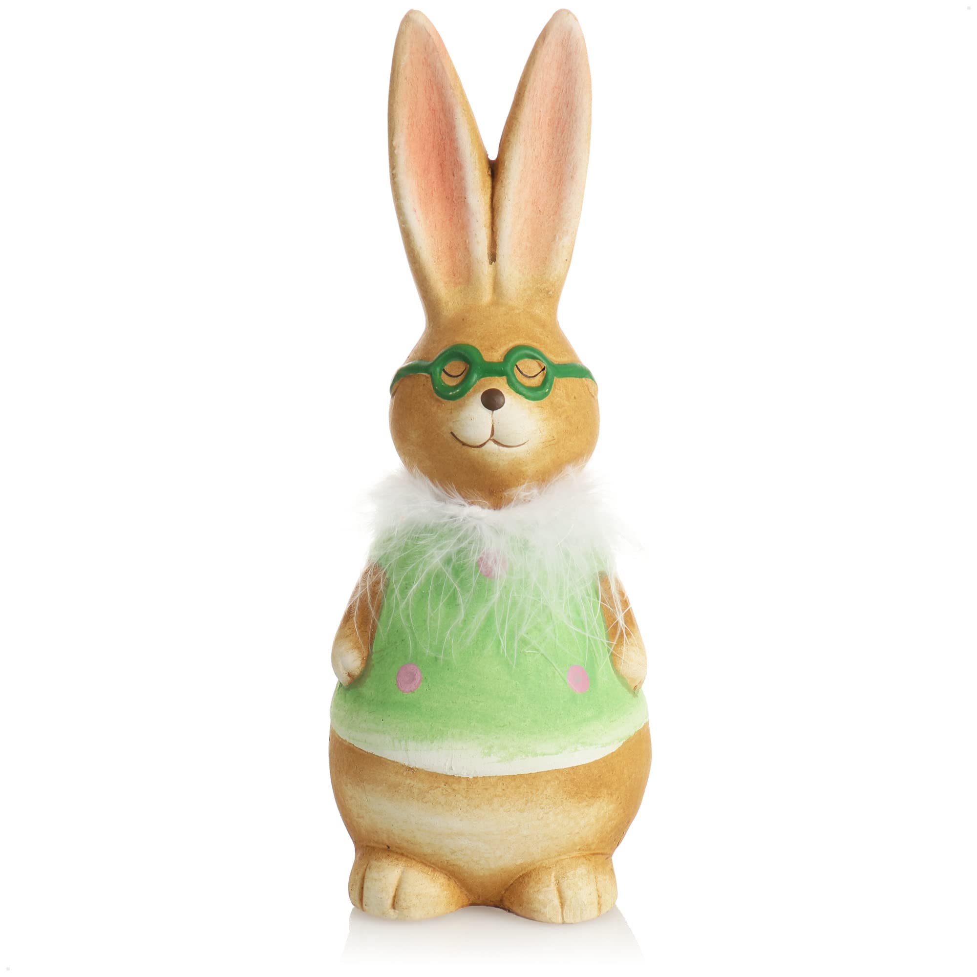 COM-FOUR® expositores Decorativos para Pascua, Coloridos conejitos de Pascua con Vasos, Adornos de Pascua para Poner, Adornos de Pascua de cerámica (1 Pieza 25 cm Verde)