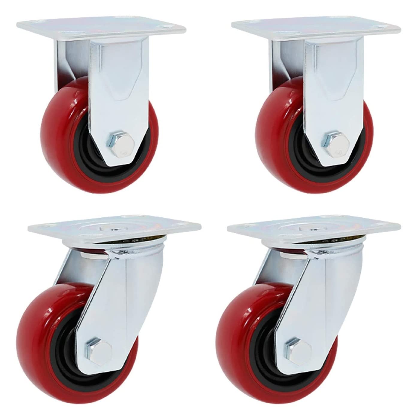 GBRJUYF Heavy Duty 4 Pcs Swivel Caster Wheels - Industrial Plate Casters for Office Furniture, Trolley Replacement, Durable Polyurethane Wheels for Workbench & Transport