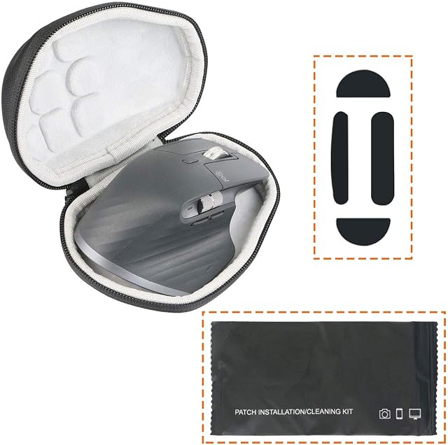 Khanka Hard Case Replacement for Logitech MX Master 3S/Master 3/2S Advanced Wireless Mouse. (With mouse feet pads-Dark Grey)