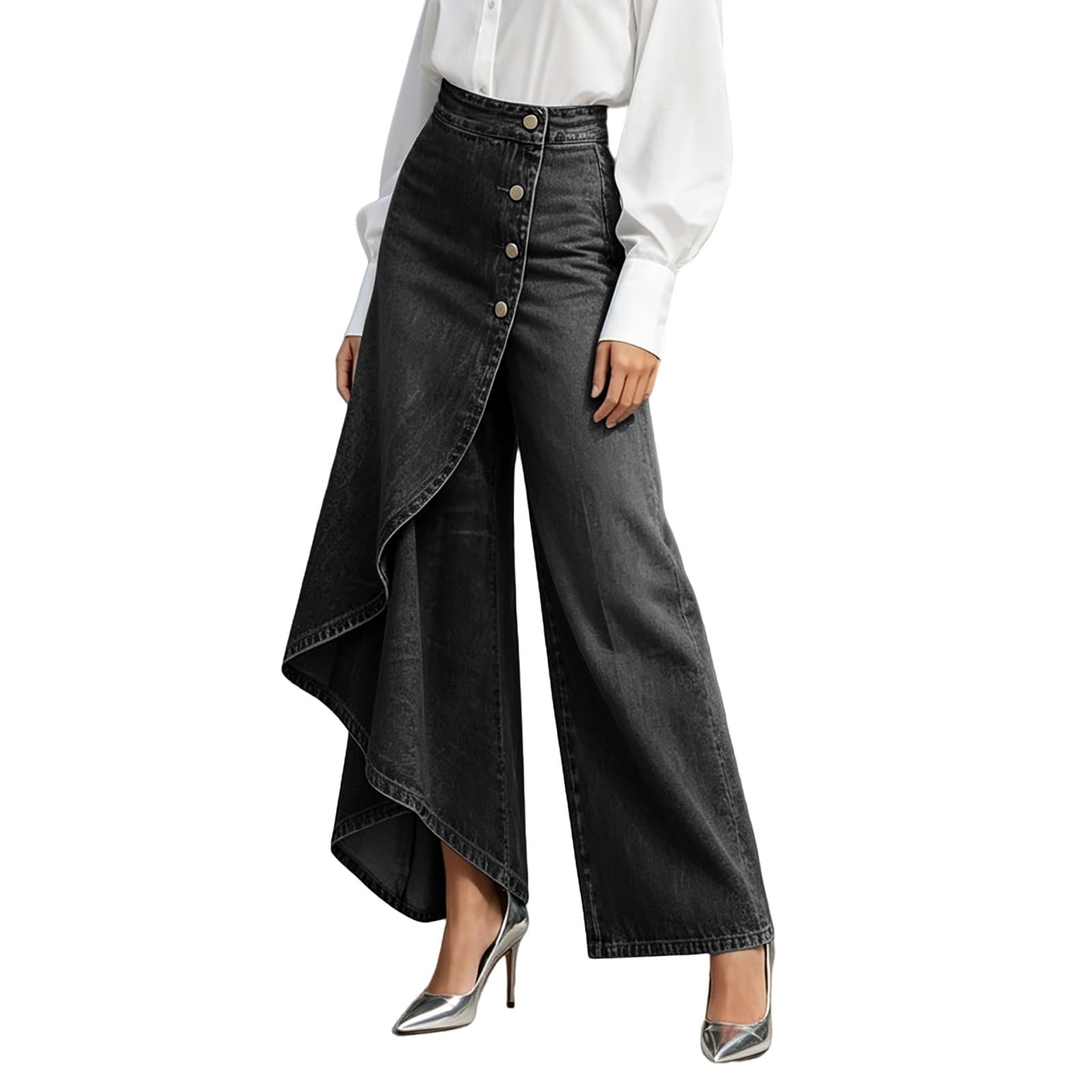 Jeans Donna Vita Alta Jeans Baggy Gamba Larga Casual Pantaloni Vita Alta Larghi Leggeri Eleganti Pantaloni Denim Elasticizzati Curvy Palazzo Y2k Streetwear Taglie Forti Tempo Libero Push Up