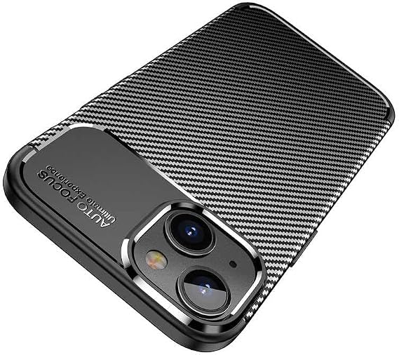 Spia Apple iPhone 14 Plus Case Black Carbon Silicone Original Flexible Thin Improved Durable Anti-Shock New Generation Design (Apple iPhone 14 Plus, Black)