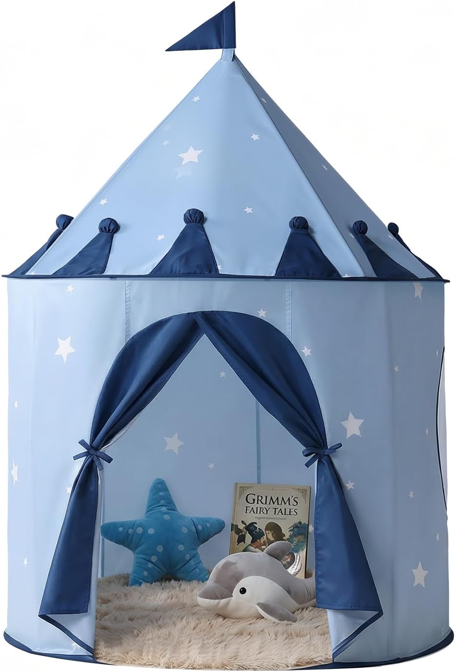 Blue Star Kids Tent:Pop up Kids Play Tent Made by Peachskin Fabric - Toddler House for Indoor & Outdoor - Great Princess Castle for Baby