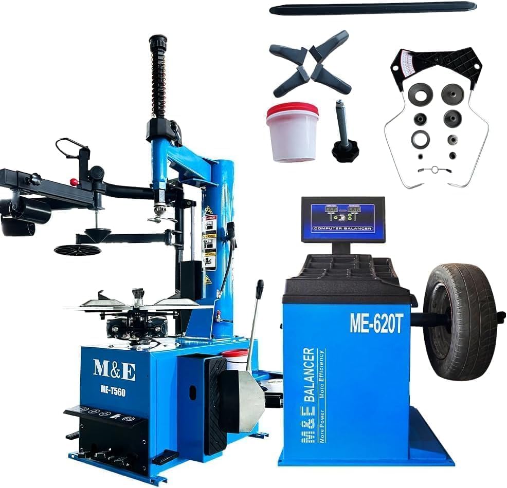 Image of KATOOL ME Tire Changer Machine and Wheel Balancer Machine Combo | Tire Changer with Bead Blaster Asist Arm Tire Changer Tire Machine Tire Repair Tools for Home Garage and Shop Repair, Blue