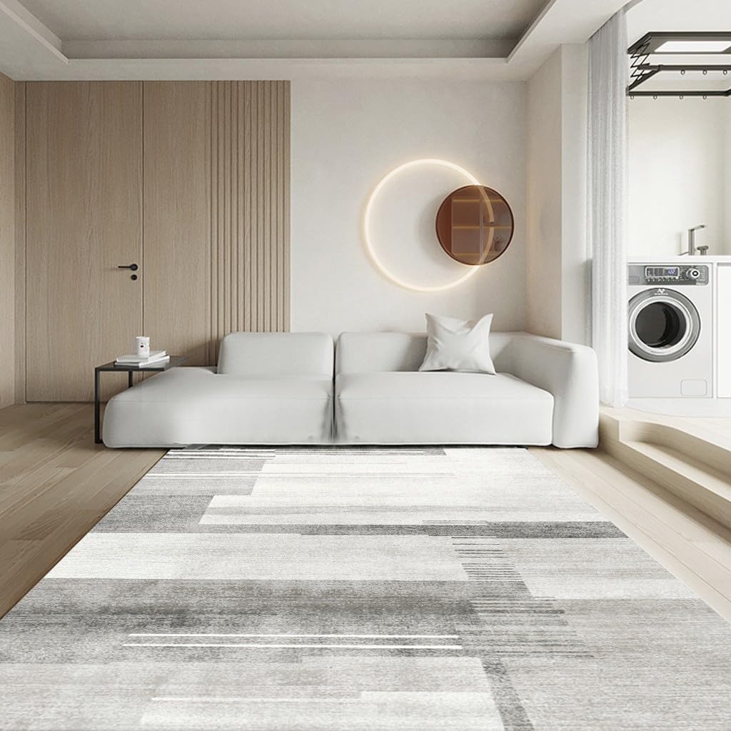 Tappeto Salotto Grandi 200 x 250 cm Tappeti Antiscivolo Morbido Pelo Corto Tappeti per camera da letto soggiorno casa ufficio Linea moderna inchiostro grigio beige