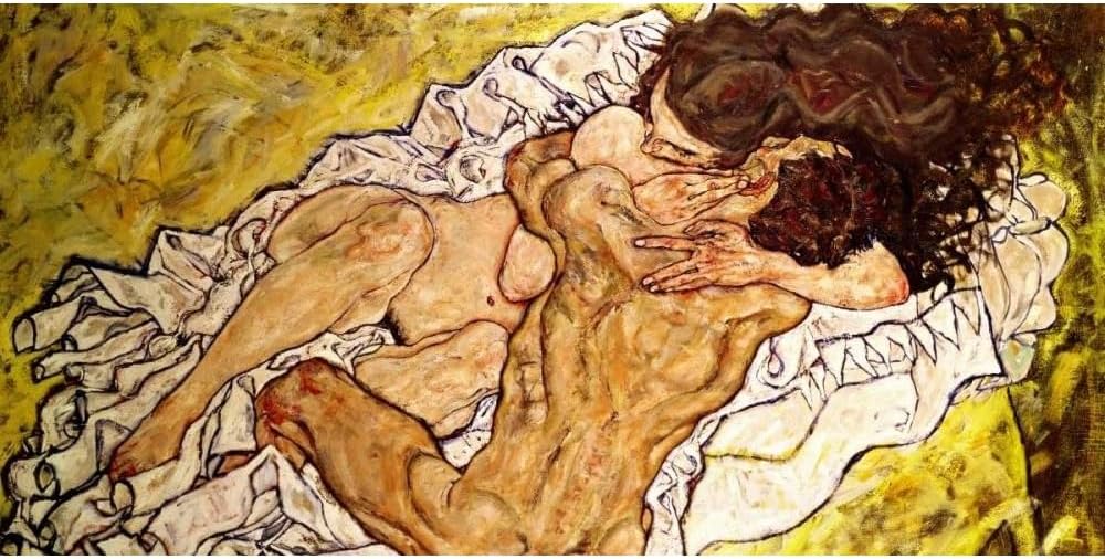 ArtDirect The Embrace Unframed Art Print Giclee Poster by Schiele, Egon - Ready for Framing with Customization Sizes 10x5, 14x7, 20x10, 36x18, 48x24, and 60x30 Inches