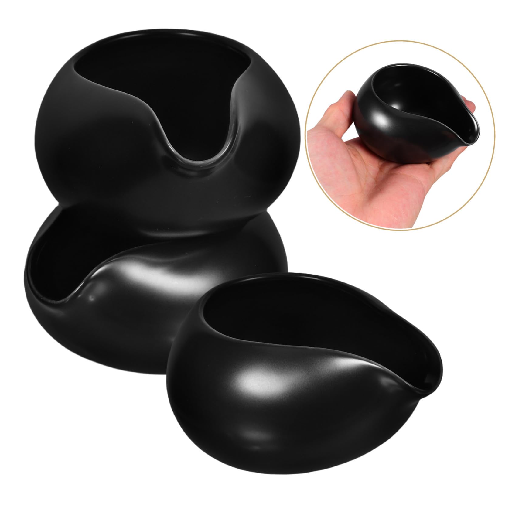 Pots à Lait et Poignée Ergonomique en Céramique Noire Ensemble de 3 Bec Verseur et Barbecues pour Restaurants Occidentaux
