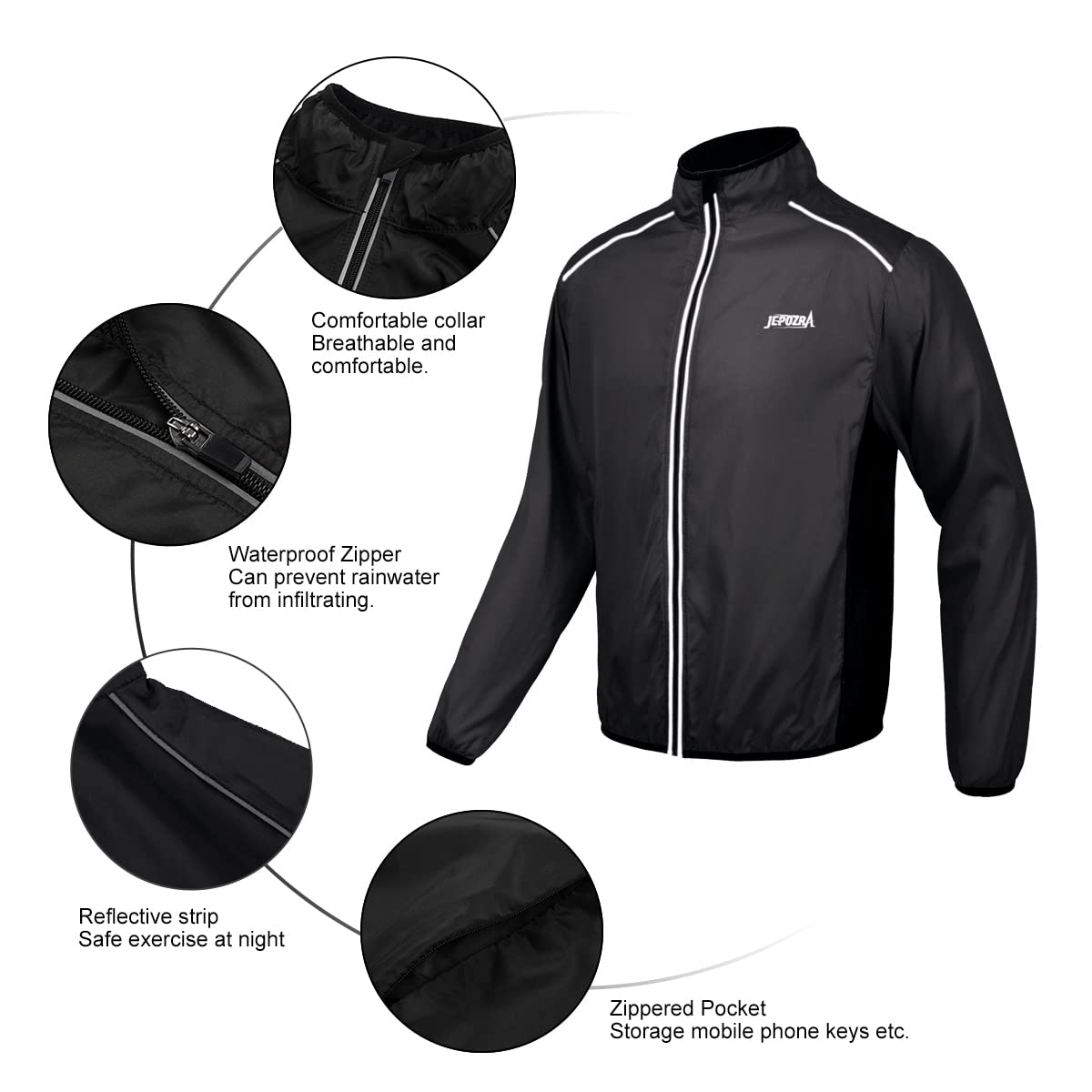 Veste Cyclisme Hommes Respirant Impermeable Protection UV Haute Visibilité Long Manches