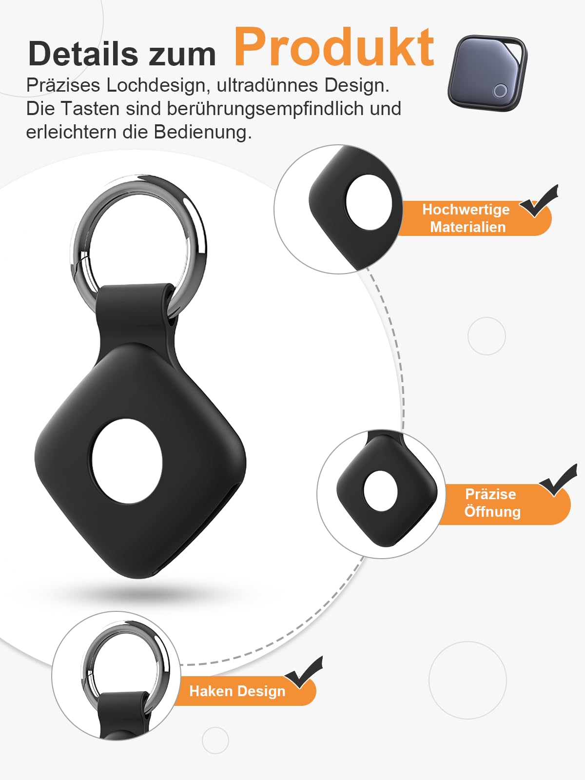 Confezione da 4 custodie in silicone per tracciatore UGREEN FineTrack, anti-perdita e protezione completa (adatte per anziani, animali domestici, zaino, bagagli, bambini, chiavi), antigraffio, nero