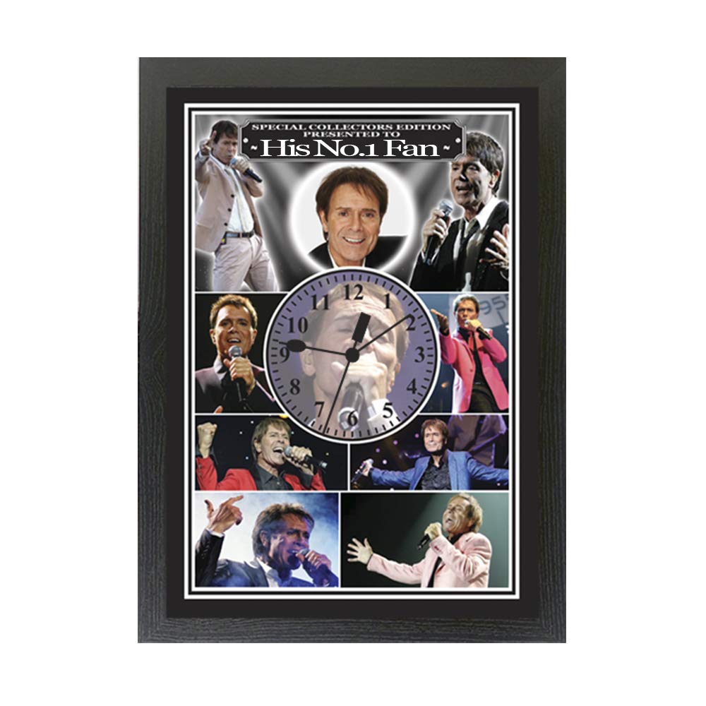 Personalised Gift Products Black Or White Cliff Richard Icon Gift Clock