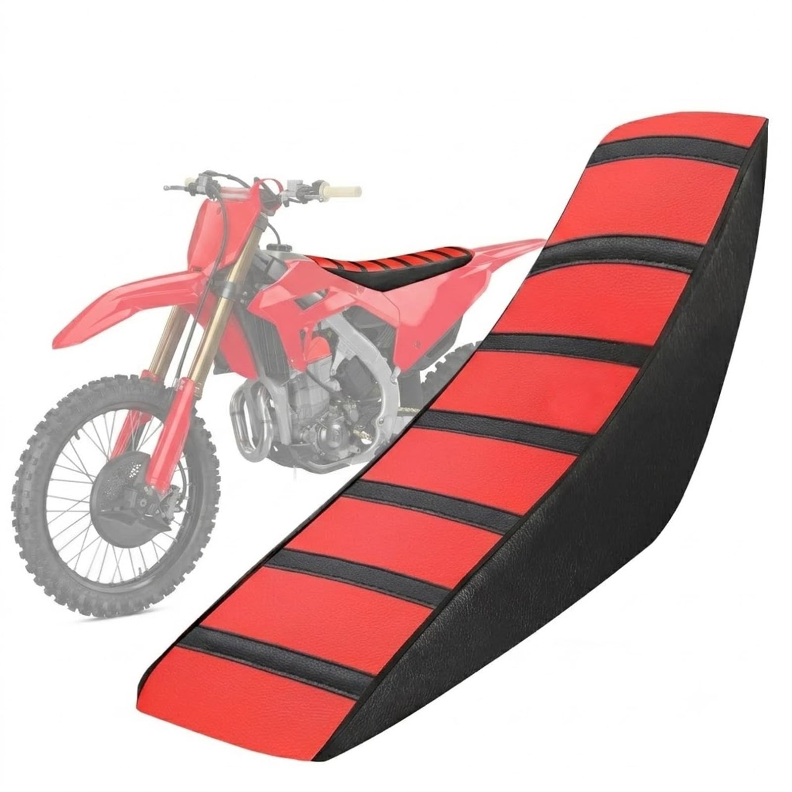 JFG RACING Dirt Bike Seat Cover for CRF XR CR 50 80 100 125 150 250 450 | Double-stitched rubber/vinyl cover with textured surface for not easy to slide when riding off road-Red