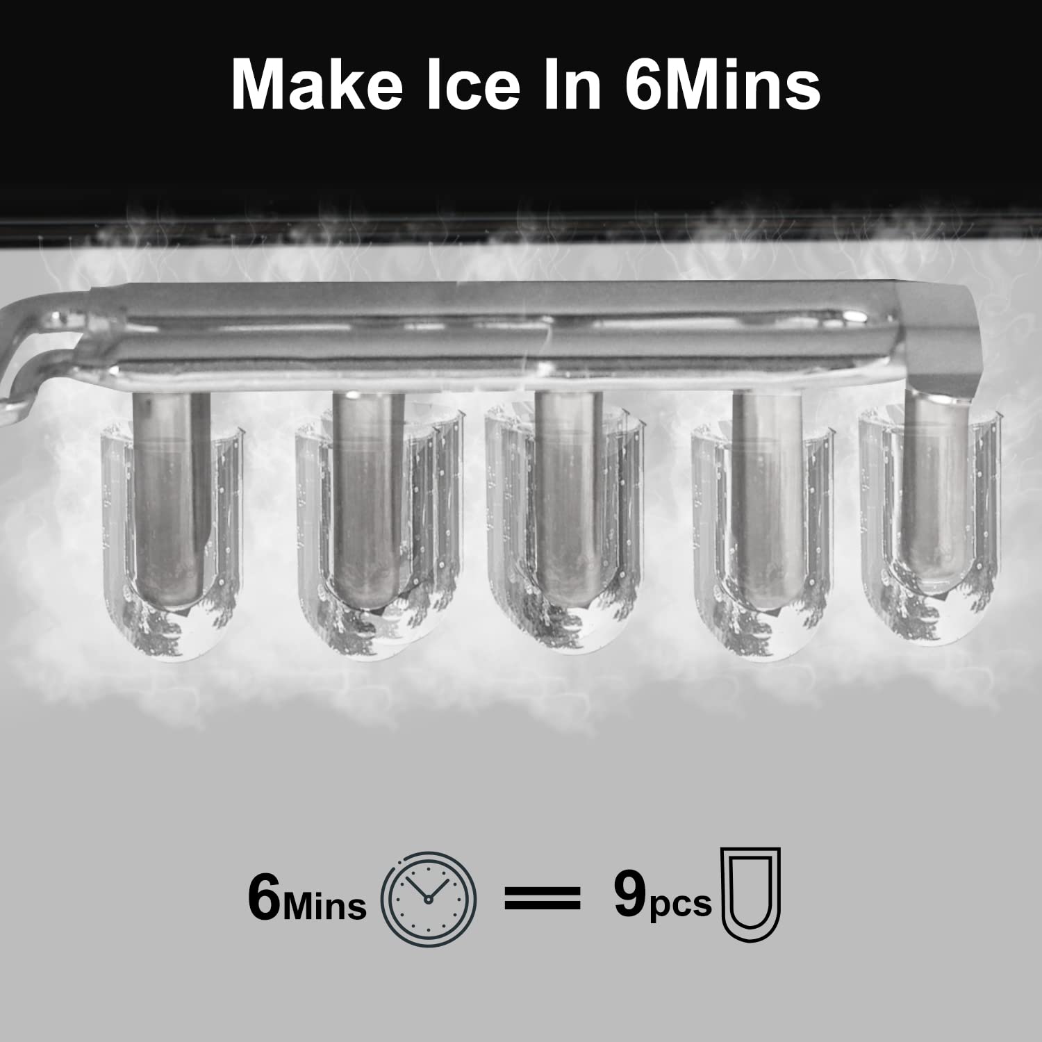 Countertop Ice Maker Machine – 9 Ice Cubes Ready In 6 Mins - 26lbs/24hrs, LED Indicator Lights – Compact Portable Ice Cube Maker With Ice Scoop And Basket For Home Office Bar Party on Fridge.com - View 3