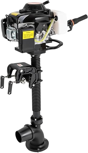 Miniatura 1 de Motor de barco de 4 tiempos de 55cc Motor fuera de borda pesado 4HP Motor de barco con sistema de refrigeración por aire, motor fuera de borda de