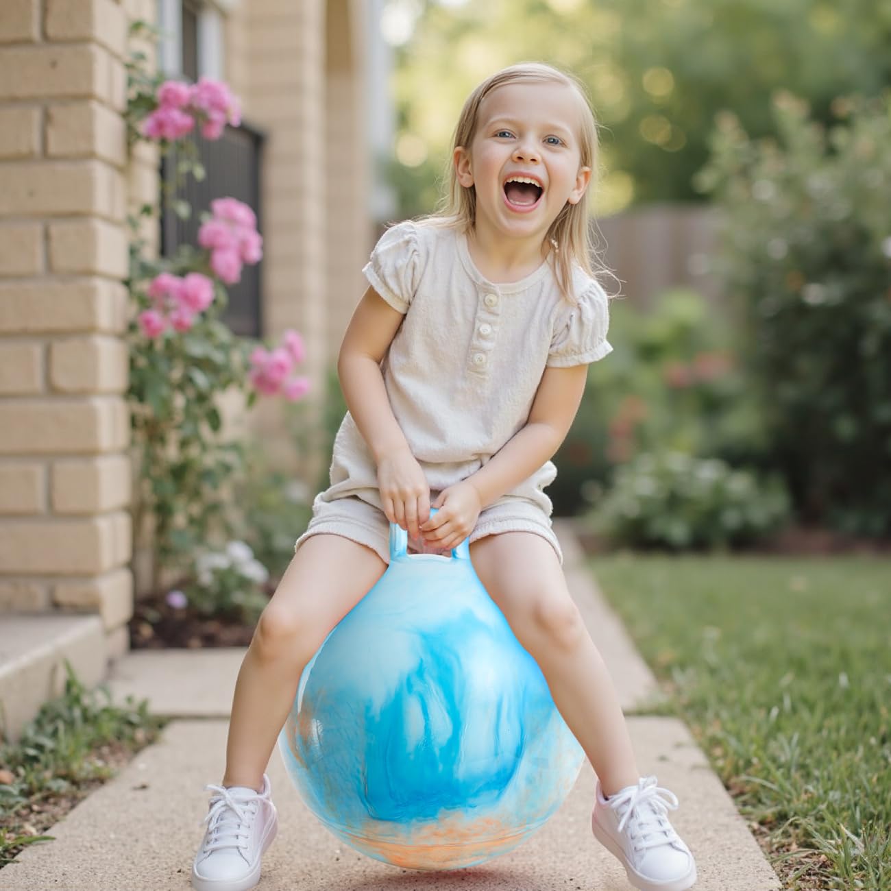 U&C Planet Balones saltarines espaciales de 18 Pulgadas para niños Balón saltarín con asa Balones saltarines inflables Balón saltarín con Bomba para niños y niñas de 3 a 12 años — view 6
